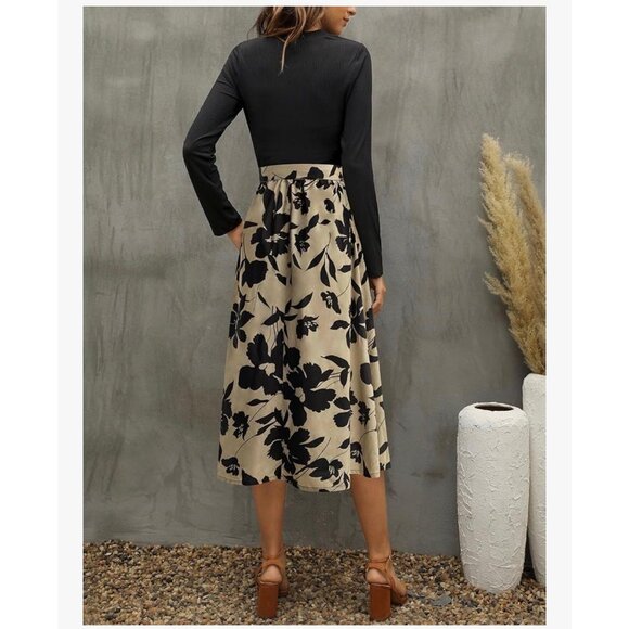 Long Sleeve Floral Midi Dress- size XL - Picture 2 of 8